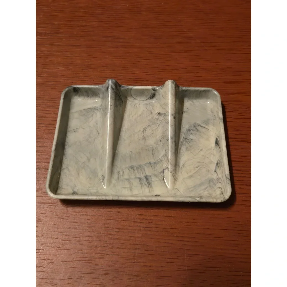 Vintage Tupperware Soap Dish 1278-2 Marbled Grey White Plastic Tray Bathroom